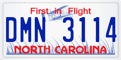 NC license plate DMN3114