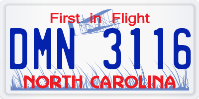 NC license plate DMN3116