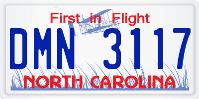 NC license plate DMN3117