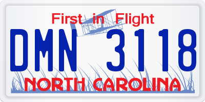 NC license plate DMN3118