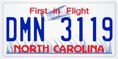 NC license plate DMN3119