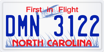 NC license plate DMN3122