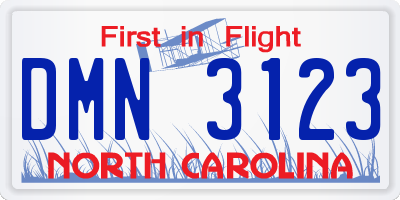 NC license plate DMN3123