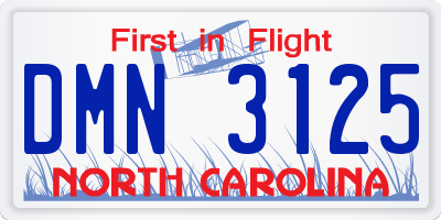 NC license plate DMN3125