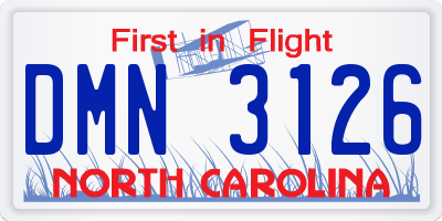 NC license plate DMN3126