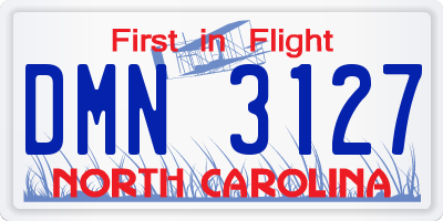 NC license plate DMN3127