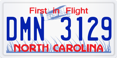 NC license plate DMN3129