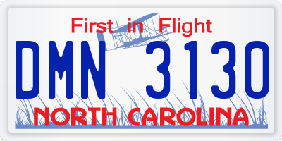 NC license plate DMN3130