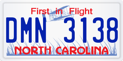 NC license plate DMN3138