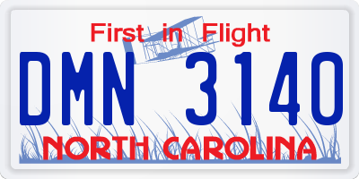 NC license plate DMN3140