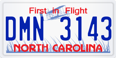 NC license plate DMN3143