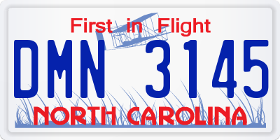 NC license plate DMN3145