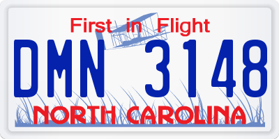 NC license plate DMN3148