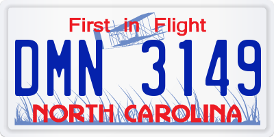 NC license plate DMN3149