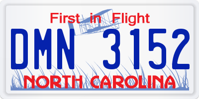 NC license plate DMN3152