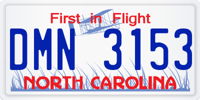 NC license plate DMN3153