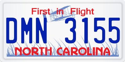 NC license plate DMN3155