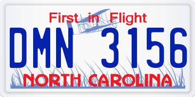 NC license plate DMN3156