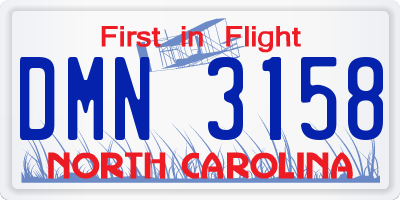 NC license plate DMN3158