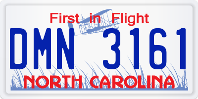 NC license plate DMN3161