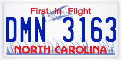 NC license plate DMN3163