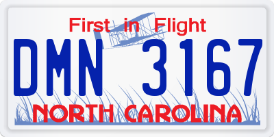 NC license plate DMN3167