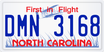 NC license plate DMN3168