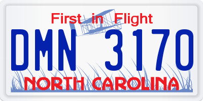 NC license plate DMN3170