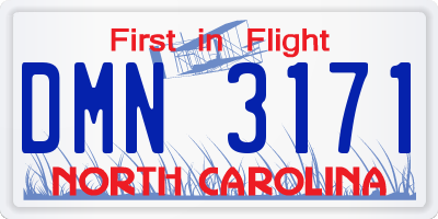 NC license plate DMN3171