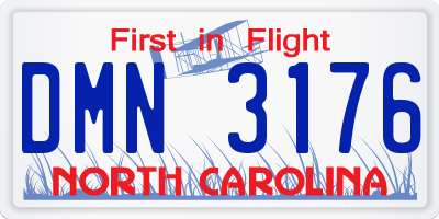 NC license plate DMN3176