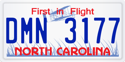 NC license plate DMN3177