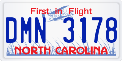 NC license plate DMN3178