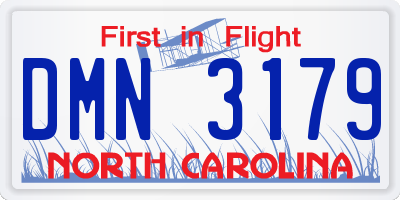 NC license plate DMN3179