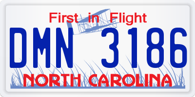 NC license plate DMN3186