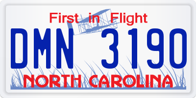 NC license plate DMN3190