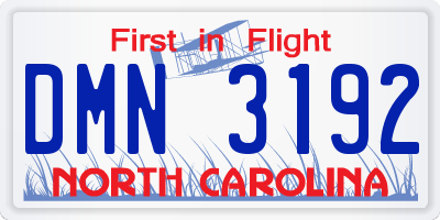 NC license plate DMN3192