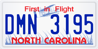 NC license plate DMN3195