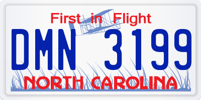 NC license plate DMN3199