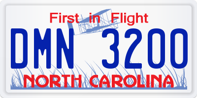 NC license plate DMN3200