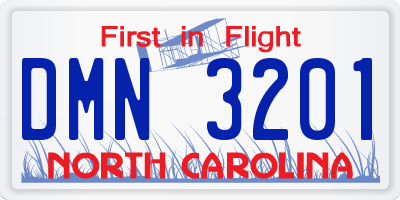 NC license plate DMN3201