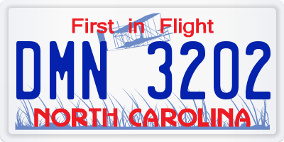 NC license plate DMN3202