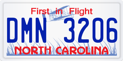 NC license plate DMN3206