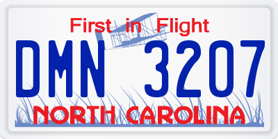 NC license plate DMN3207