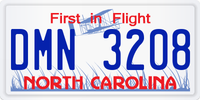 NC license plate DMN3208