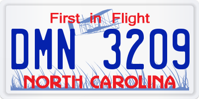 NC license plate DMN3209