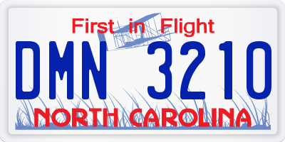 NC license plate DMN3210