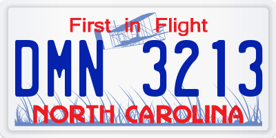 NC license plate DMN3213