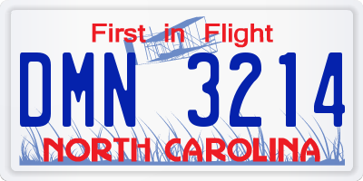 NC license plate DMN3214