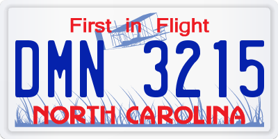 NC license plate DMN3215