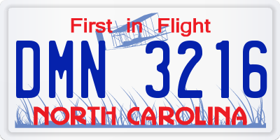 NC license plate DMN3216